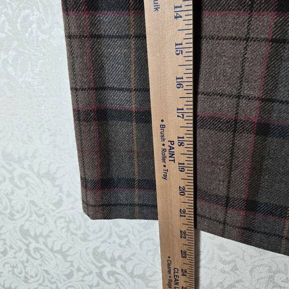 VTG Casual Corner 100% Wool Skirt sz XL* Brown Green Plaid Preppy READ - Picture 15 of 16